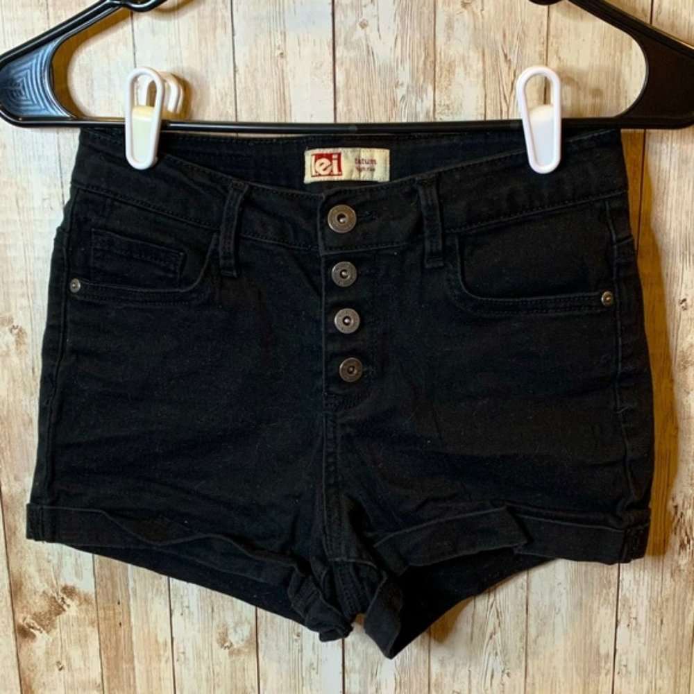 LEI Tatum High Rise Black Jean Shorts